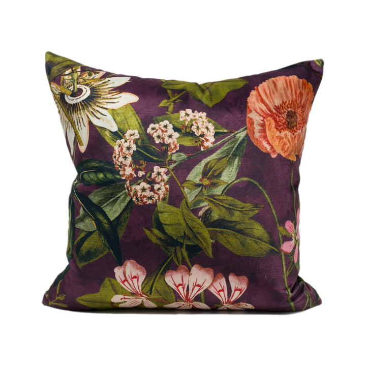 Clarke and Clarke - Passiflora - Mulberry - Stunning Soft Velvet Floral Cushion Cover - Handmade Throw Pillow - Designer Home Décor.