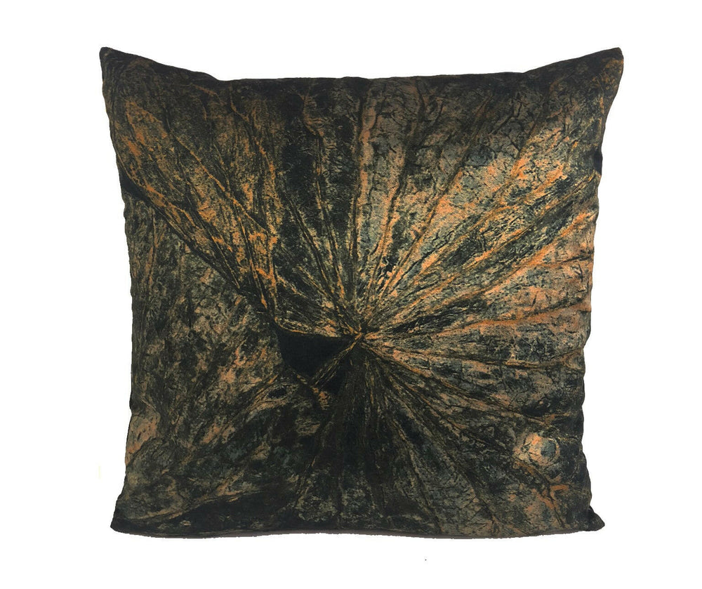 Zoffany - Taisho - Vine Black - Lavish Lotus Leaf Cushion Cover - Handmade Velvet Throw Pillow - Designer Home Decor.