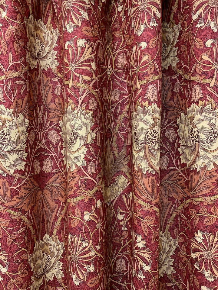 William Morris Fabric - Honeysuckle and Tulip  - Brick/Russet Printed Linen Union Fabric -  Made to Measure Curtains DMORHO203.