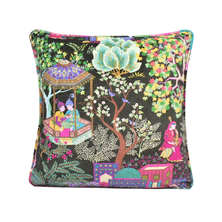 Manuel Canovas - Leyla Velours - Brun - Vibrant Cluttercore Maximalist Velvet Designer Cushion Cover - Bohemian Throw Pillow - Handmade Home.
