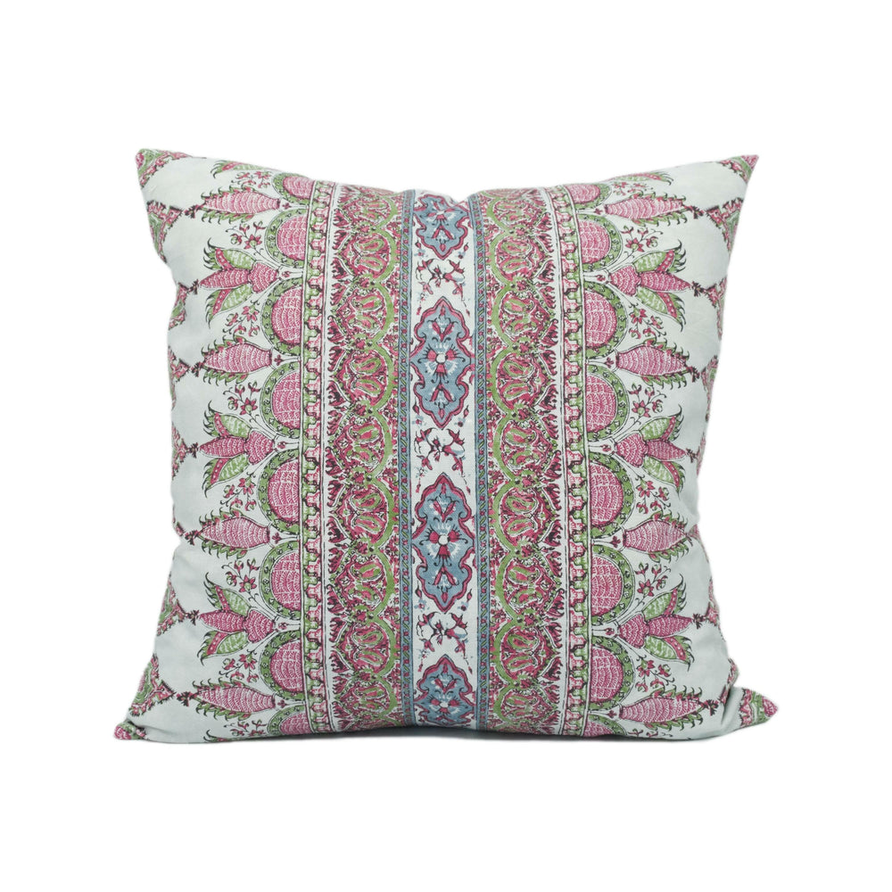 Thibaut - Akola Stripe - Raspberry and Teal - Palampore Inspired Stripe Design Cushion Cover - Handmade Throw Pillow - Designer Home Décor.
