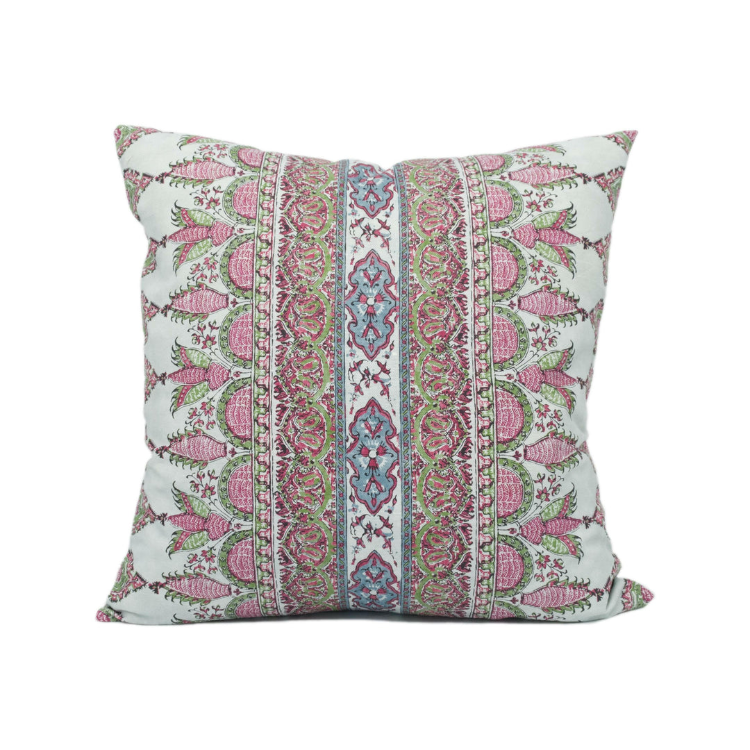 Thibaut - Akola Stripe - Raspberry and Teal - Palampore Inspired Stripe Design Cushion Cover - Handmade Throw Pillow - Designer Home Décor.