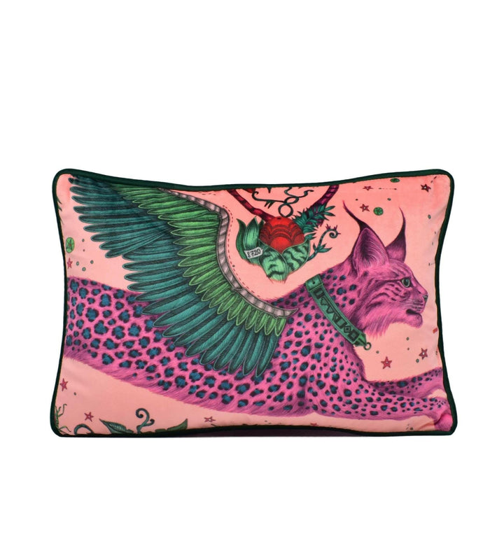 Funky Modern Coral Pink Maximalist Fantasy Leopard Spotted Lynx Velvet Designer Cushion Cover - Luxury Throw Pillow - Handmade Home Decor.