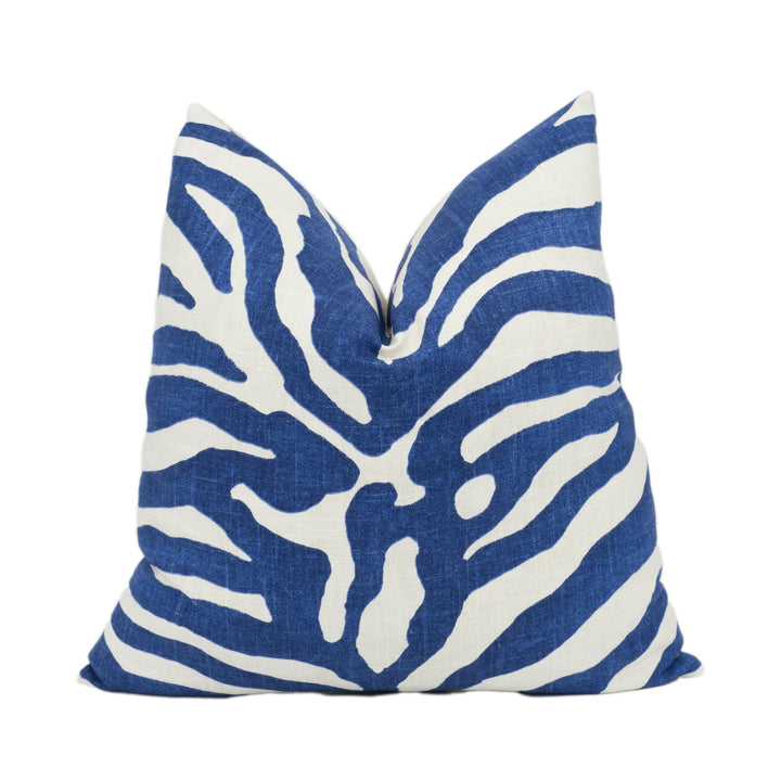 Thibaut - Serengeti - Navy - Stunning Zebra Print Cushion Cover Handmade Throw Pillow Designer Home Décor.