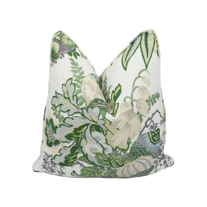 Anna French x Thibaut - Fairbanks - Savoy Collection - Green and White - Stunning Floral Cushion Cover - Handmade Pillow Throw Luxury Home.