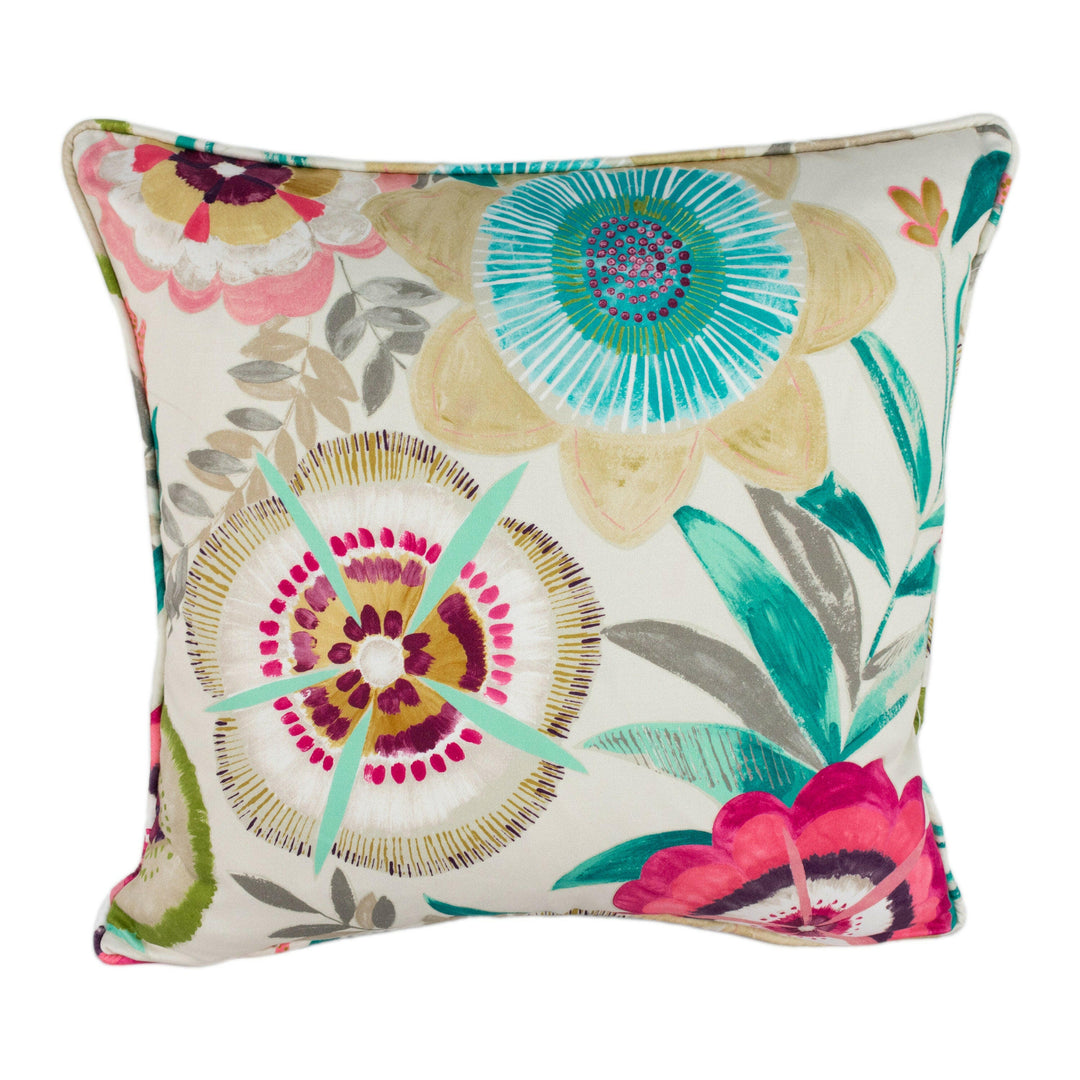 Harlequin - Komovi - Azalea / Fern / Lagoon - Joyful Floral Self-Piped Cushion Cover Throw Pillow Handmade Designer Home Decor.