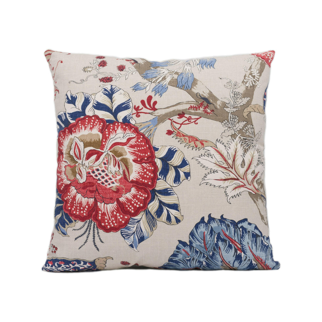 Anna French x Thibaut - Kalamkari - Blue and Red - Stunning Designer Cushion Cover Home Décor Throw Pillow.