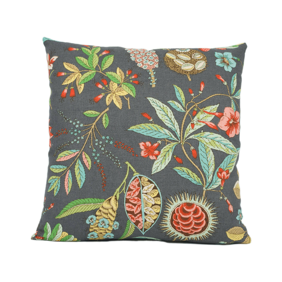 Schumacher - Roca Redonda - Carbon & Multi - Warm Floral Chic Designer Cushion Cover - Handmade Throw Pillow - Luxury Home Decor.
