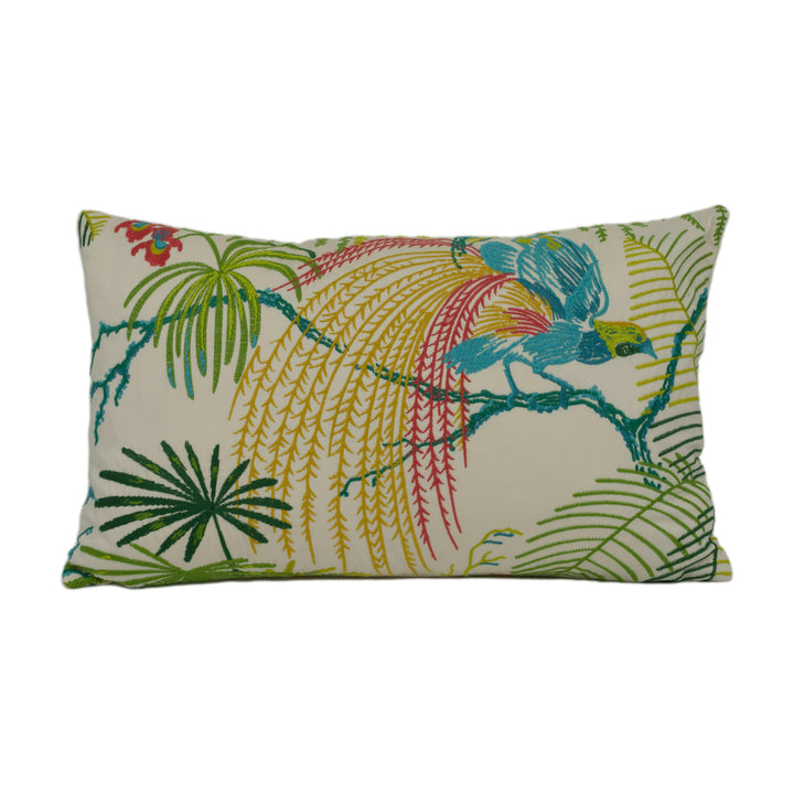 Sanderson - Rain Forest Embroidery - Tropical - Exotic Embroidered Cushion Cover - Handmade Throw Pillow - Designer Home Décor.