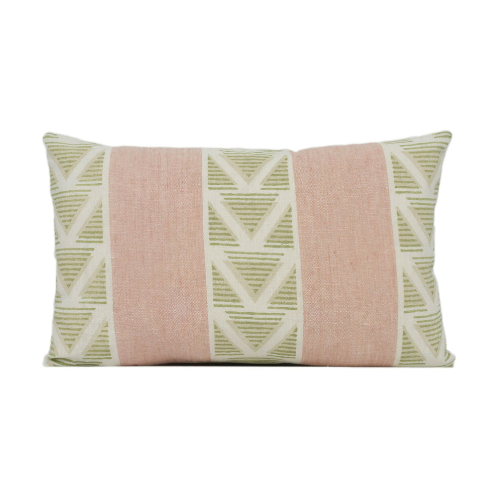 Anna French x Thibaut - Burton Stripe - Blush / Green - Classic Striped Geometric Designer Cushion Cover Luxury Throw Pillow Designer Home.