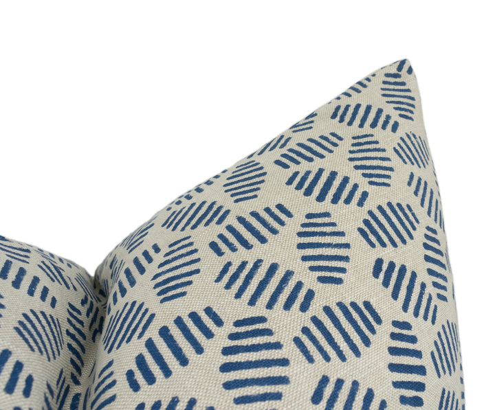 GP & J Baker - Bumble Bee - Indigo - Artisanal Hand Block Graphic Geometric Cushion Cover - Handmade Throw Pillow - Designer Home Décor.