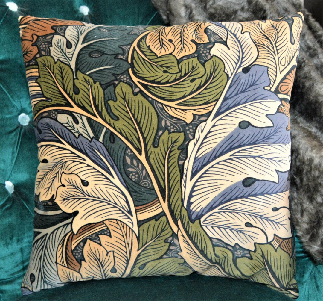 William Morris - Acanthus Velvet - Slate Blue / Thyme - Cushion Cover Throw Pillow Designer Home Decor.