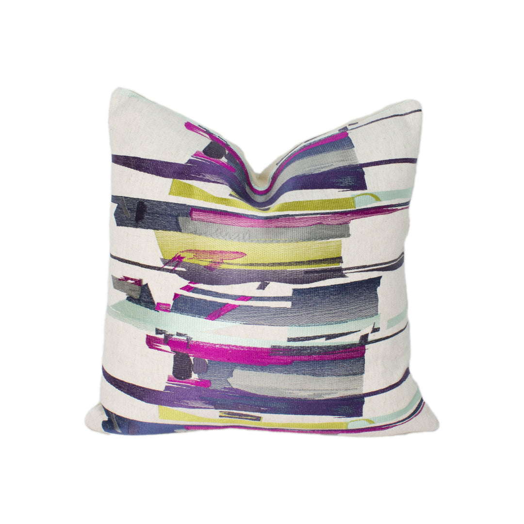 Harlequin - Zeal - Old Navy / Aqua / Lime - Abstract Embroidered Brushstrokes Designer Cushion Cover Luxury Throw Pillow Handmade Home.