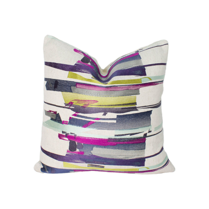 Harlequin - Zeal - Old Navy / Aqua / Lime - Abstract Embroidered Brushstrokes Designer Cushion Cover Luxury Throw Pillow Handmade Home.