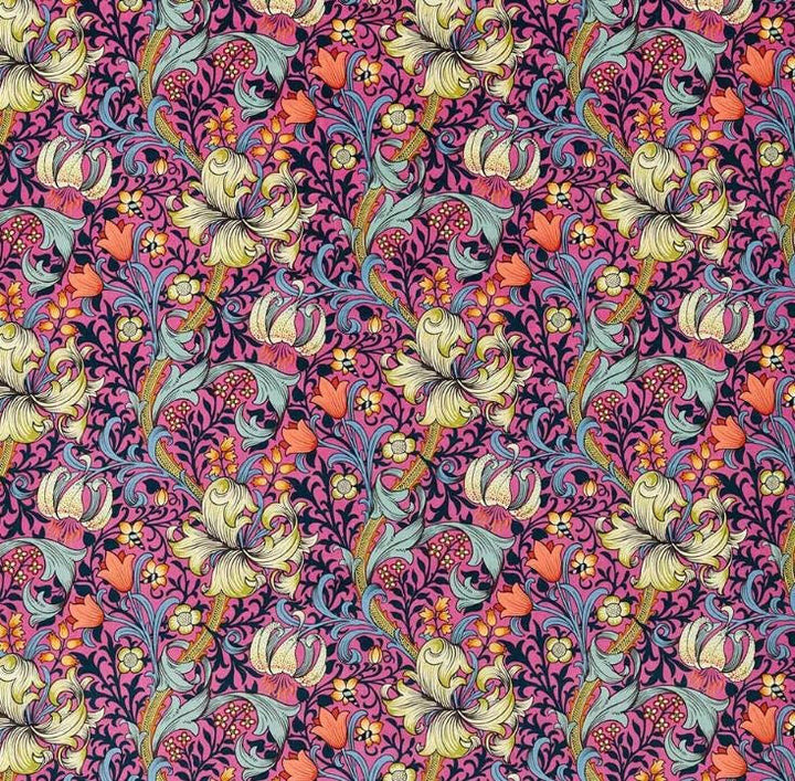 William Morris - Golden Lily - Serotonin Pink - 60's Psychedelic Velvet Cushion Cover - Maximalist Morris Pillow Cover - Trendy Cluttercore.