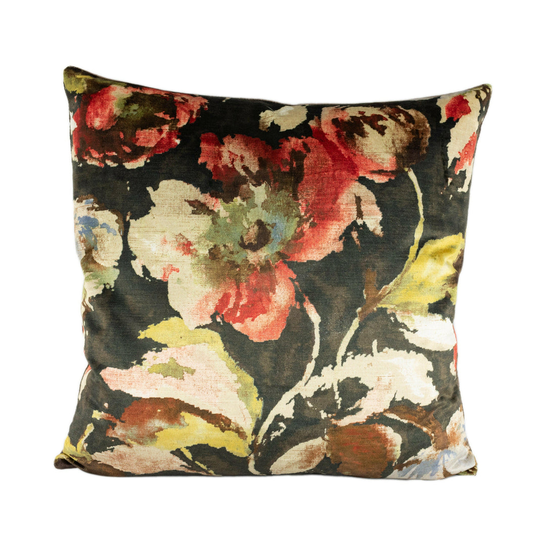 Jane Churchill - Beatrice Velvet - Charcoal / Red - Stunning Designer Cushion Cover Home Décor Throw Pillow.