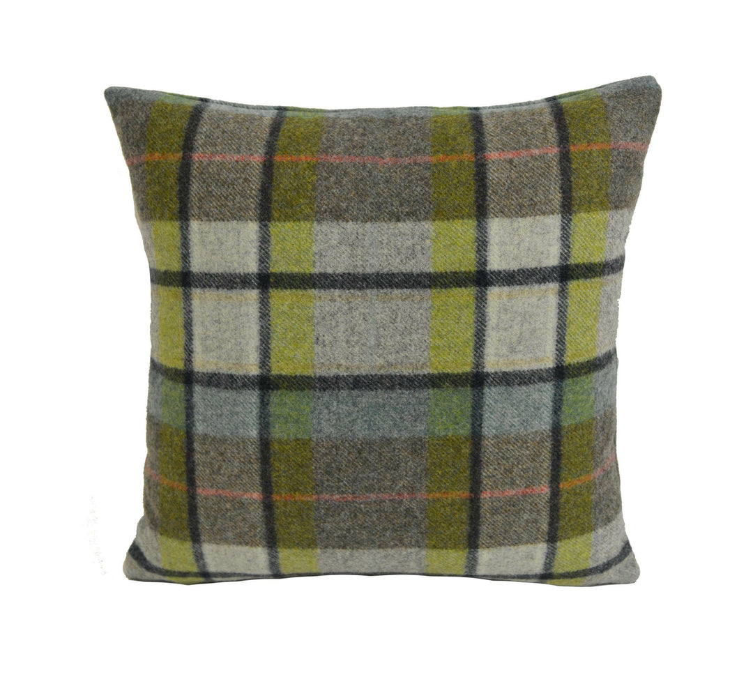 Abraham Moon - Gargrave - Grey - 100% Wool Cushion Cover - Designer Plaid Pillow Cover - Handmade Custom Abraham Moon Pillow.