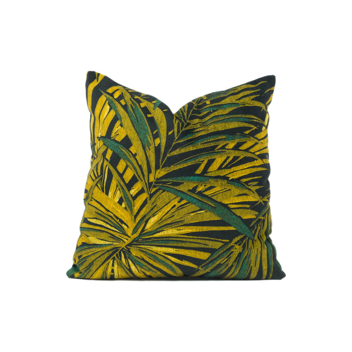 Linwood - Butterfly Palm - Maize - Lush Exotic Palm Leaf Velvet Cushion Cover - Handmade Throw Pillow - Designer Home Décor.
