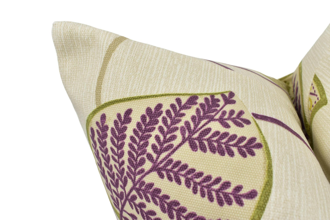Harlequin - Samara - Aubergine Lime Fawn and Neutral - Vintage Inspired Trailing Leaves Designer Cushion Cover Luxury Throw Pillow Handmade.