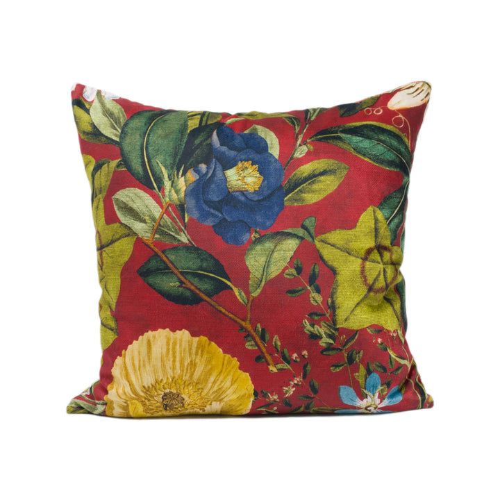 Clarke &amp; Clarke – Passiflora – Rouge – Cushion Cover – Crimson Botanical Velvet
