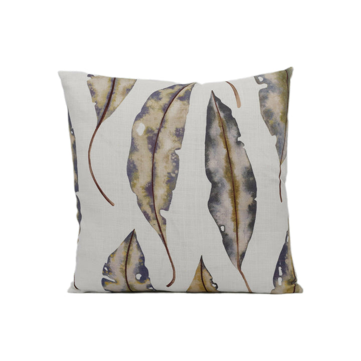 Harlequin - Kinina - Graphite / Mustard - Calming Watercolour Gum Tree Leaves Designer Cushion Cover - Luxury Throw Pillow - Handmade Home.