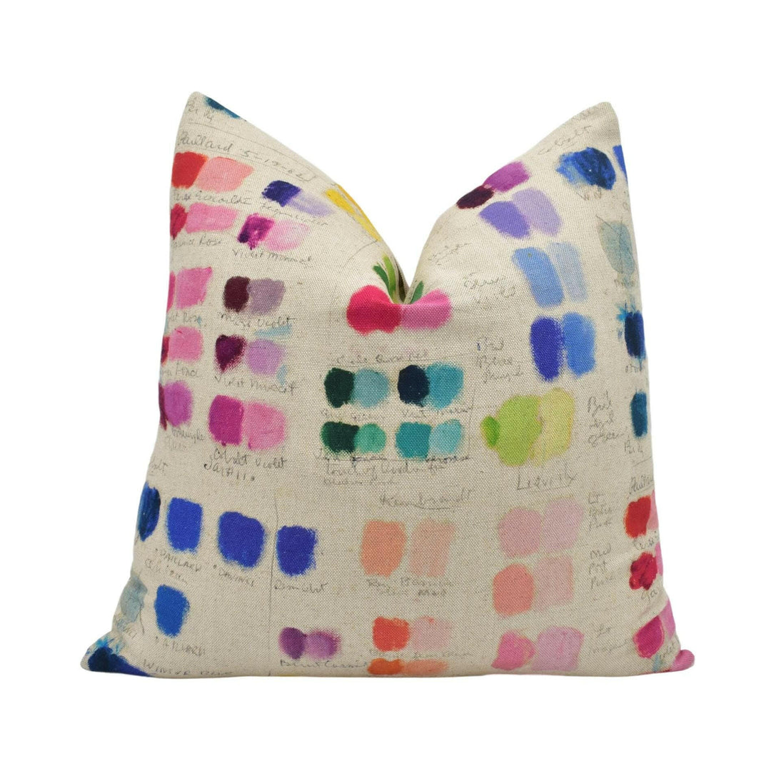 John Derian x Designers Guild - Mixed Tones - Canvas - Charming Artist Palette Designer Cushion Cover - Modern Luxury Throw Pillow Handmade.
