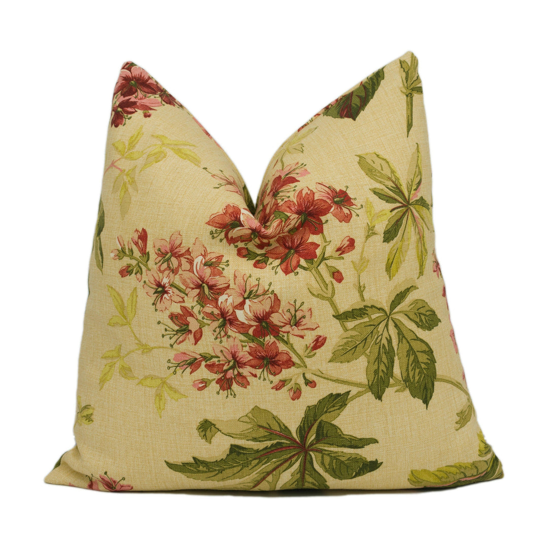 Sanderson - Pavia - Ruby / Emerald - Classic Horse Chestnut Floral Cushion Cover- Handmade Throw Pillow - Designer Home Décor.