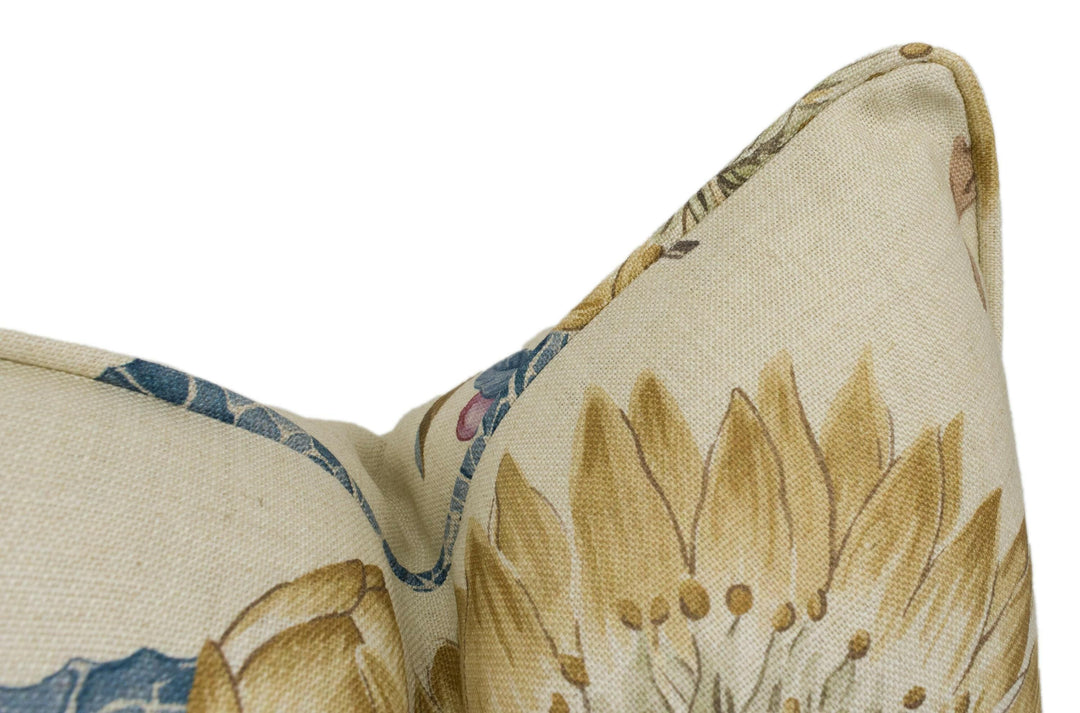 Sanderson - Lily Bank - Ruby / Indigo - Gorgeous Botanical Floral Self Piped Cushion Cover - Handmade Throw Pillow - Designer Home Décor.