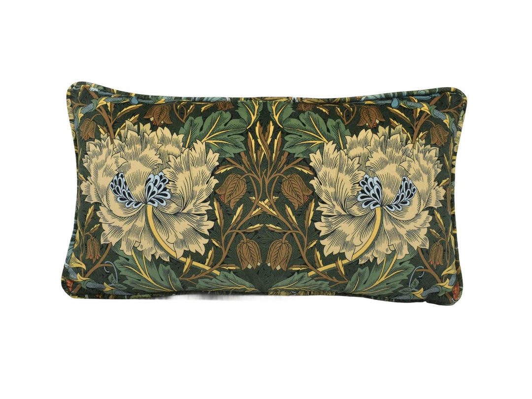 William Morris - Honeysuckle &amp; Tulip Velvet - Forest / Chestnut - Gorgeous Sumptuous Velvet Floral Designer Cushion Cover - Luxury Throw.