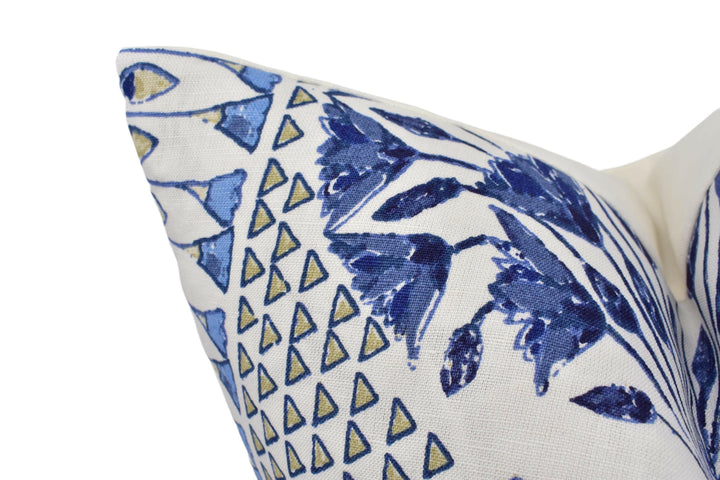 Anna French x Thibaut - Cairo - Blue and White  - Ancient Egyptian Lotus Flower Designer Cushion Cover - Luxury Throw Pillow - Handmade Home.
