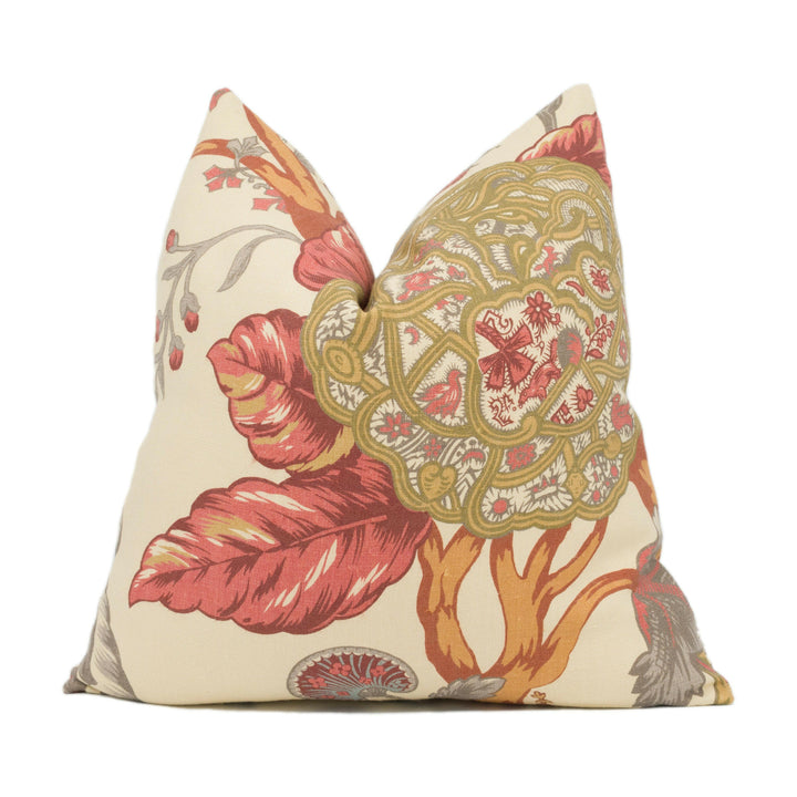 Schumacher - Mandalay Tree - Document - Classic Floral Vine Cushion Cover - Handmade Throw Pillow - Designer Home Décor.