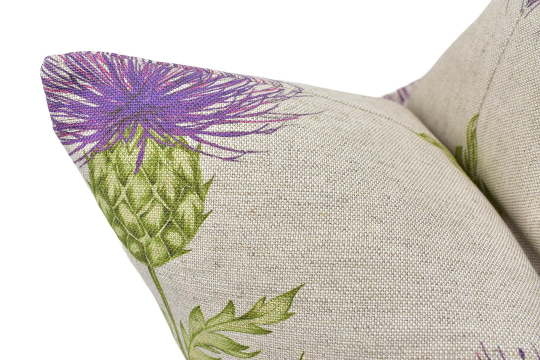 Voyage - Blair - Damson - Classic Scottish Thistle Designer Cushion Cover - Luxury Floral Throw Pillow - Handmade Home Decor - Linen Pillow.