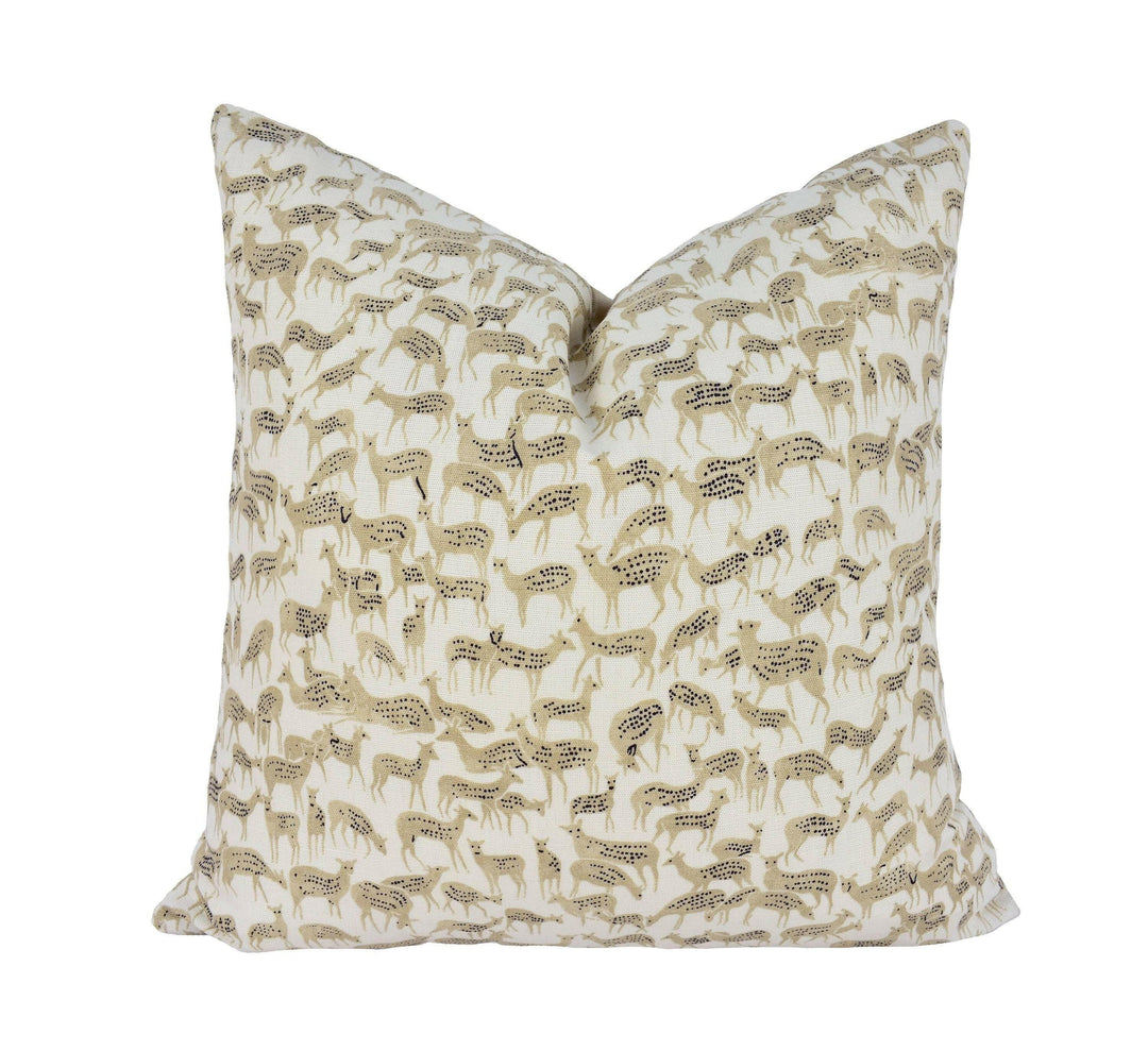 Schumacher - Fauna - Natural - Charming & Unique Designer Deer Cushion Cover - Luxury Throw Pillow - Handmade Home Decor Scatter Sofa.
