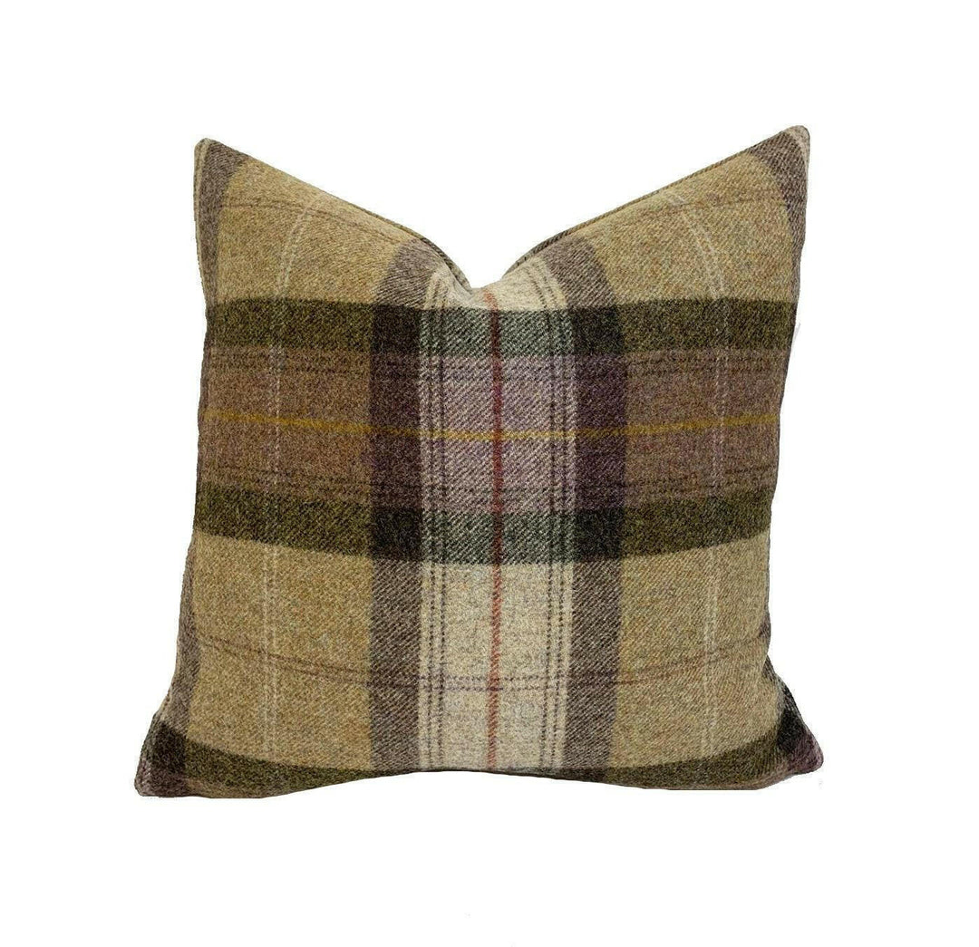 Abraham Moon - Skye - Moonstone - 100% Wool Cushion Cover - Designer Plaid Pillow Cover - Handmade Custom Abraham Moon Pillow.