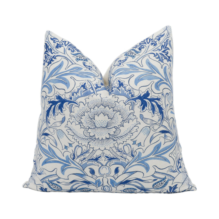 William Morris - Simply Severn - Woad - Elegant Floral Damask Designer Cushion Cover - Handmade Throw Pillow - Luxury Home Decor.
