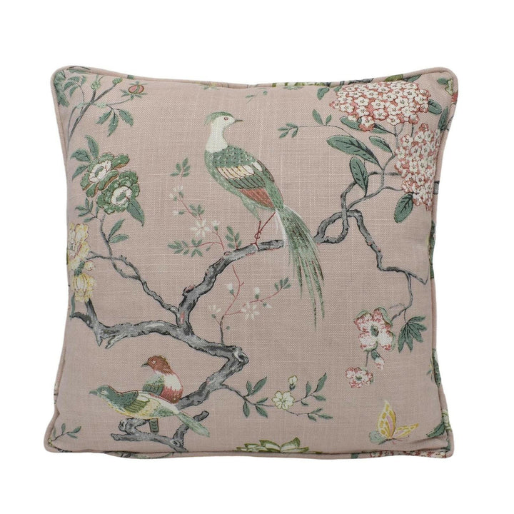 GP & J Baker - Oriental Bird Signature - Blush - Graceful Trailing Bird Chinoiserie Designer Cushion Cover - Luxury Throw Pillow Handmade.