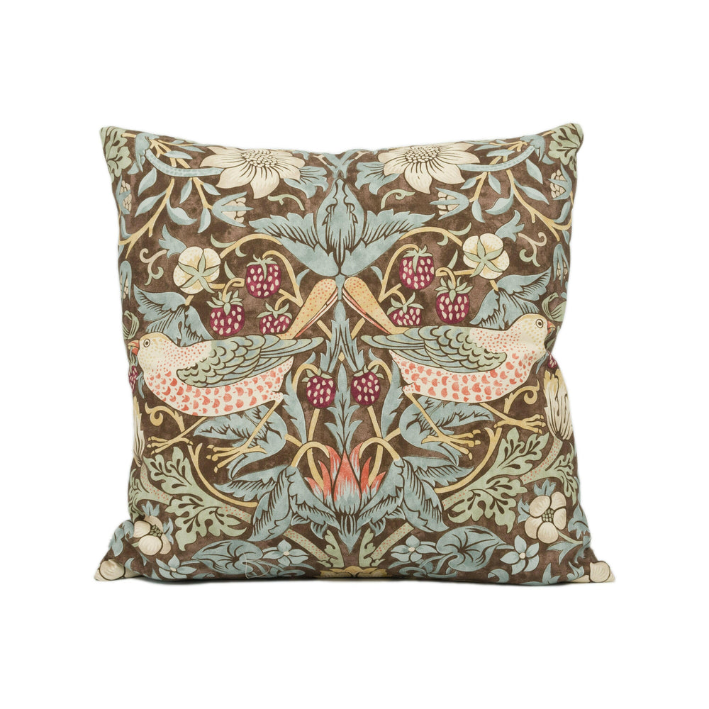 William Morris - Strawberry Thief - Chocolate / Slate - Stunning Iconic Classic Designer Cushion Cover - Handmade Home Decor - Luxury Throw.