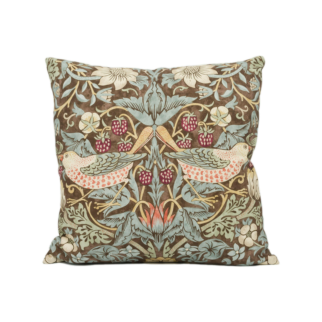 William Morris - Strawberry Thief - Chocolate / Slate - Stunning Iconic Classic Designer Cushion Cover - Handmade Home Decor - Luxury Throw.