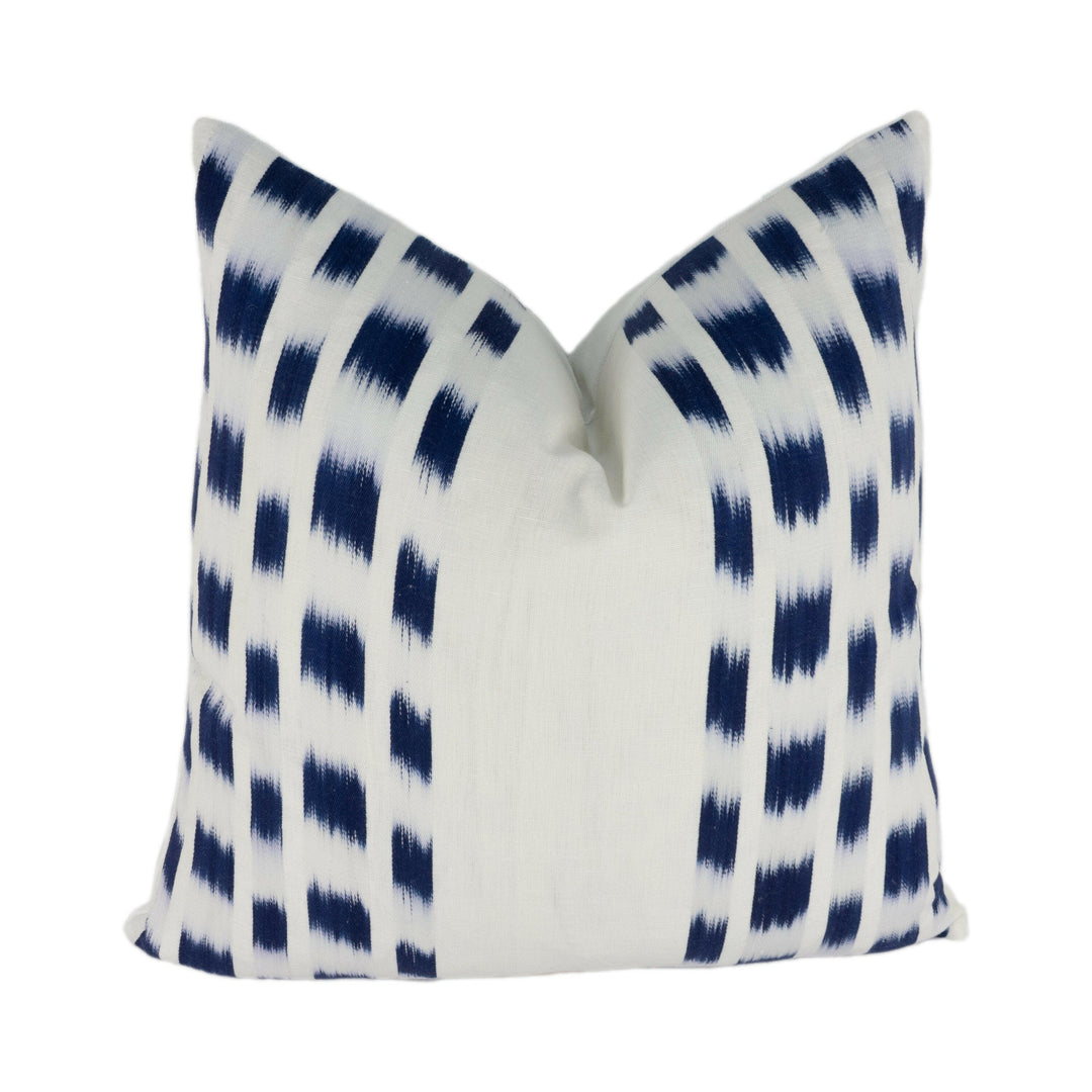 Schumacher - Izmir Ikat Stripe - Indigo - Versatile Ikat Inspired Animal Print Designer Cushion Cover - Handmade Throw Pillow - Luxury Home.