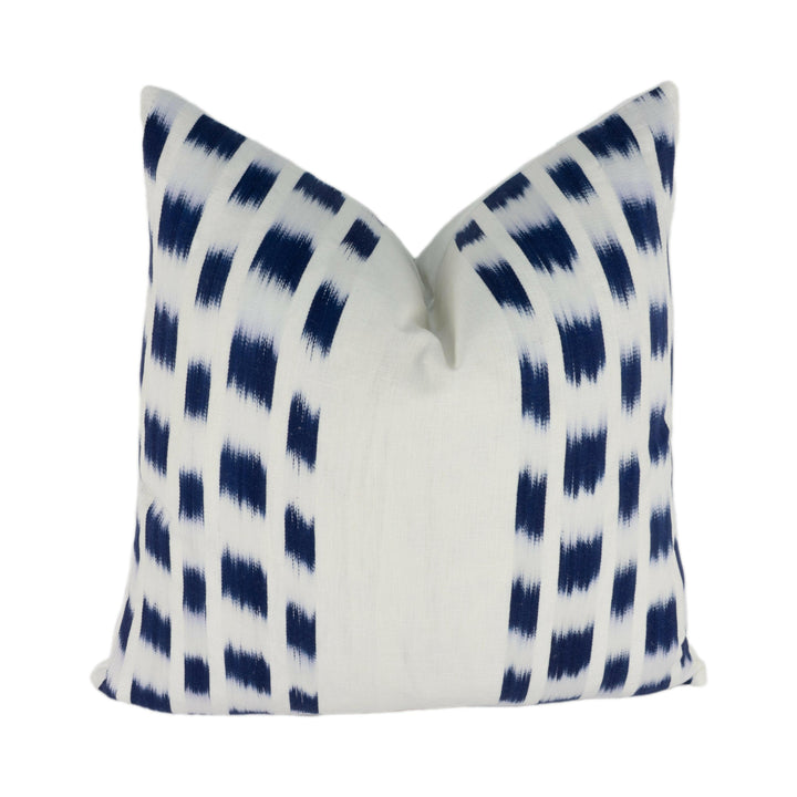 Schumacher - Izmir Ikat Stripe - Indigo - Versatile Ikat Inspired Animal Print Designer Cushion Cover - Handmade Throw Pillow - Luxury Home.