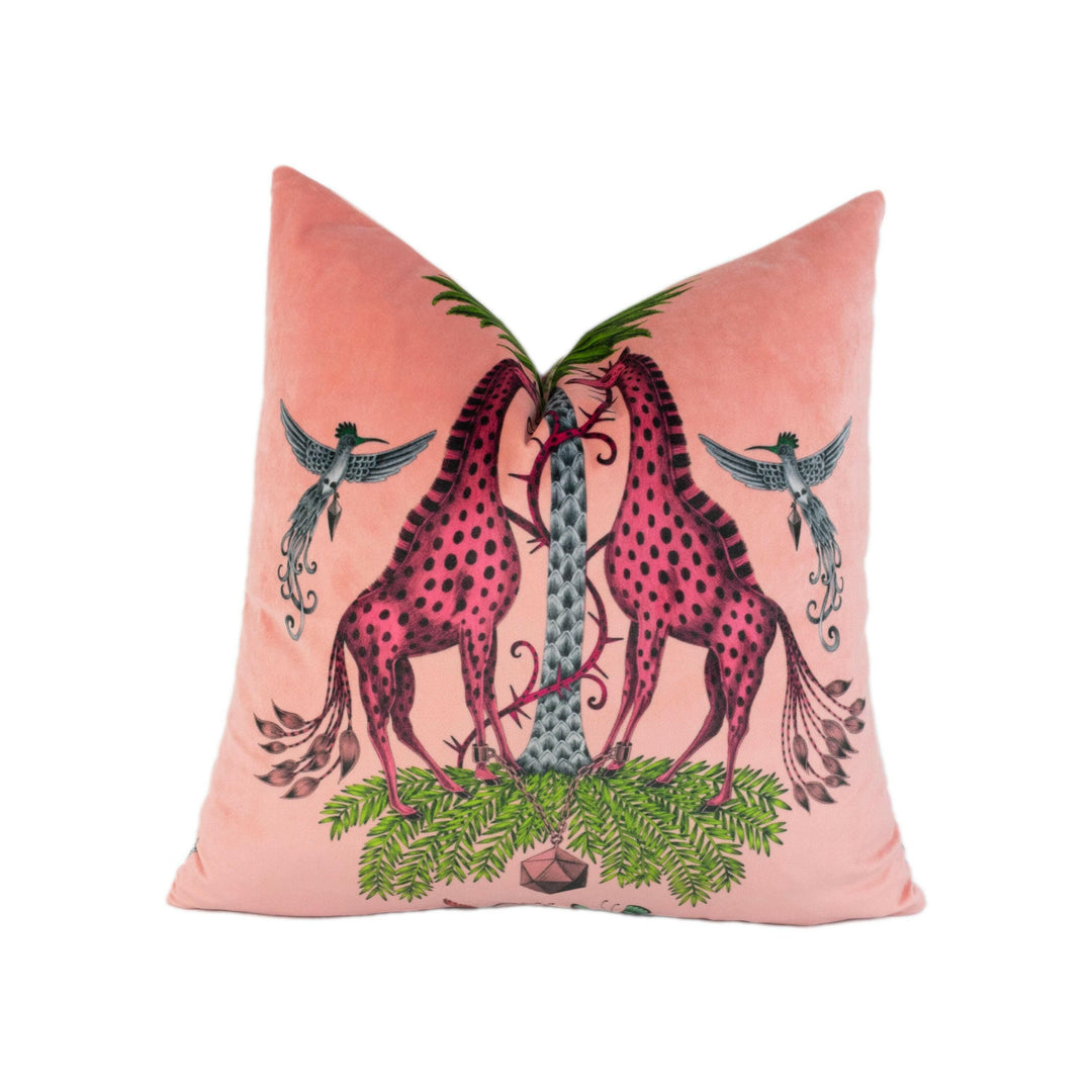 Funky Pink Maximalist Fantasy Creatures Velvet Designer Cushion Cover - Luxury Throw Pillow - Handmade Home Decor Creatura.