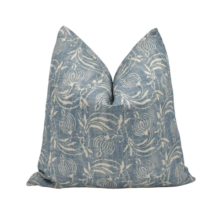 GP and J Baker - Pomegranate - Denim - 18th Century Indian Delicate Floral Designer Cushion Cover - Luxury Throw Pillow - Handmade Home.