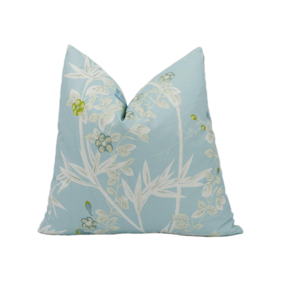 Scalamandre - Jardin De Chine - Ciel - Grand Floral Chinoiserie Designer Cushion Cover - Handmade Throw Pillow - Luxury Home Decor.