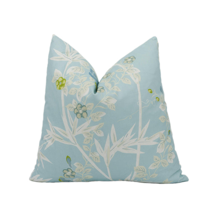 Scalamandre - Jardin De Chine - Ciel - Grand Floral Chinoiserie Designer Cushion Cover - Handmade Throw Pillow - Luxury Home Decor.