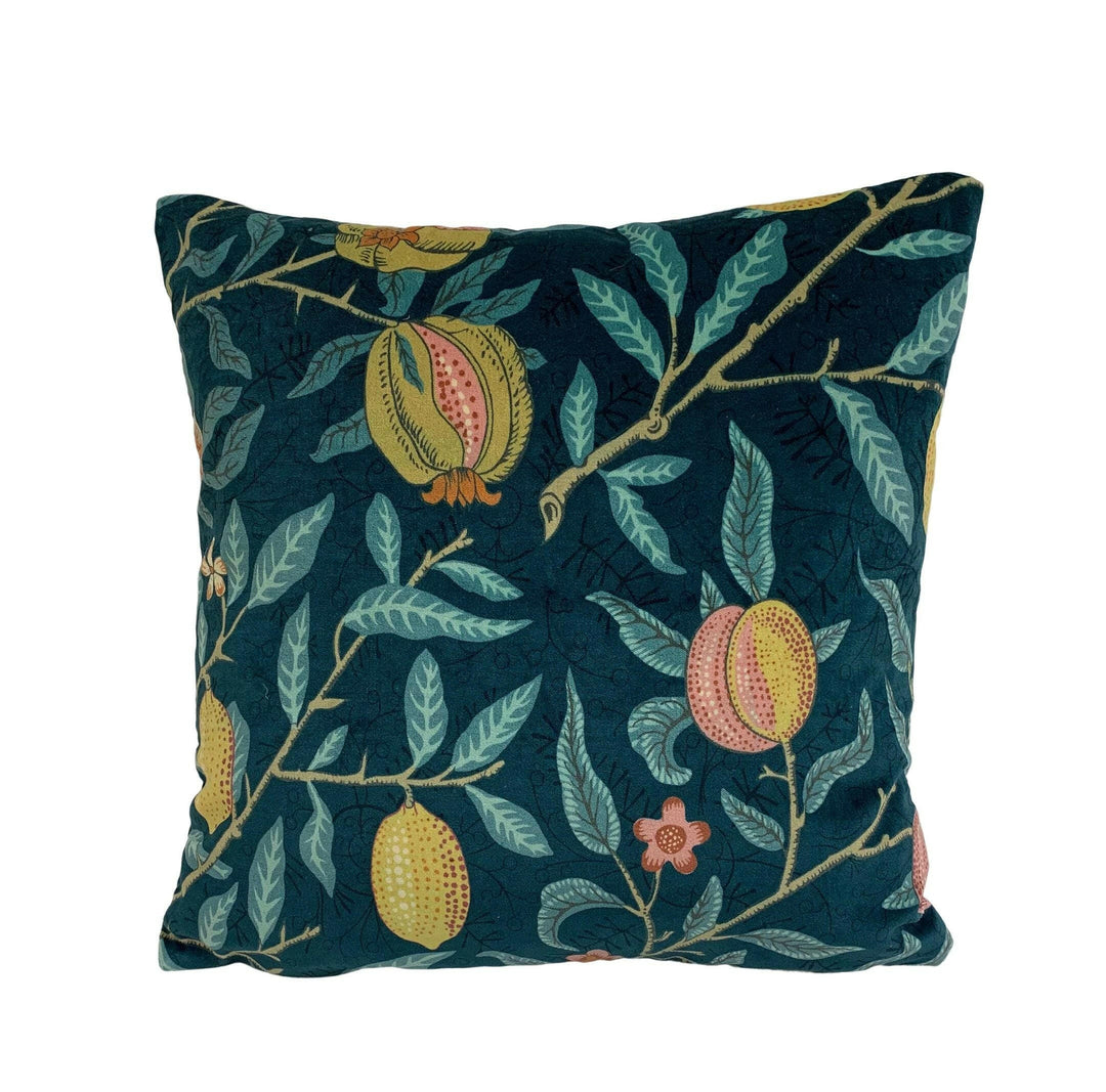 William Morris - Fruit Velvet - Indigo / Slate - Contemporary Take on Classic Design Luxurious Velvet Cushion Cover - Handmade Throw Pillow.