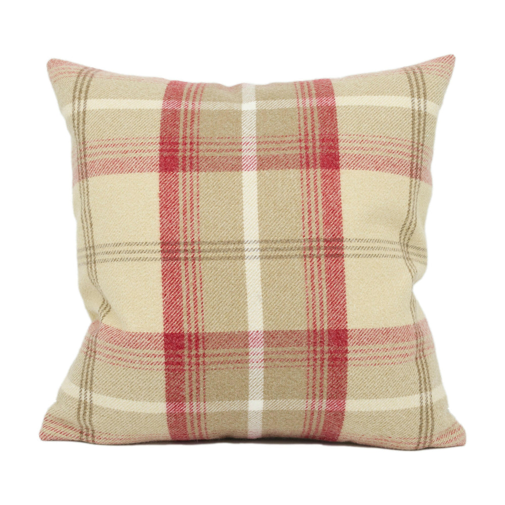 Porter & Stone - Balmoral - Cranberry - Plaid Tartan Cushion Cover - Handmade Throw Pillow - Designer Home Décor.