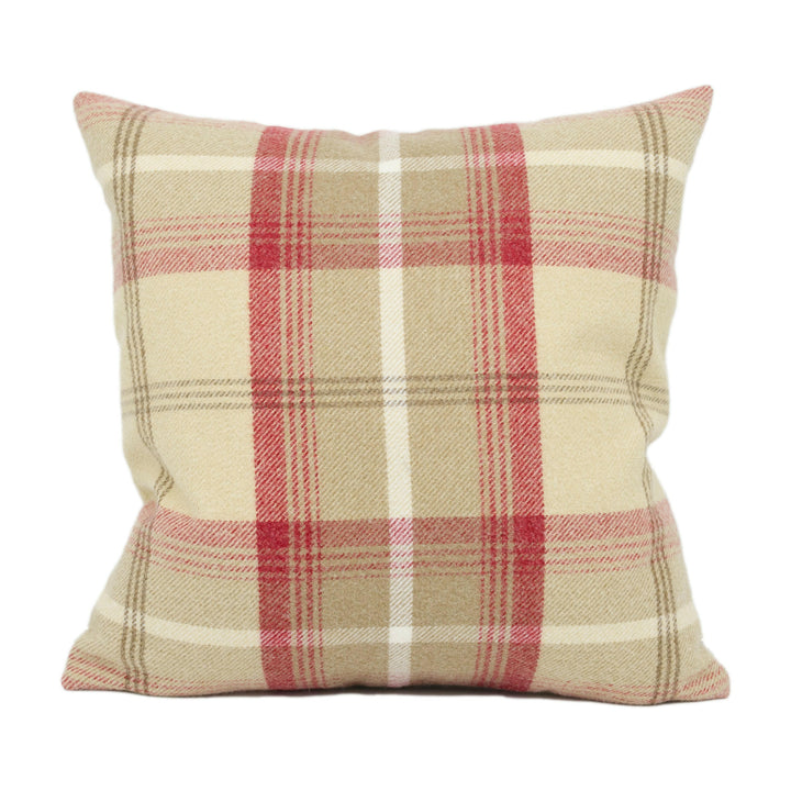 Porter & Stone - Balmoral - Cranberry - Plaid Tartan Cushion Cover - Handmade Throw Pillow - Designer Home Décor.