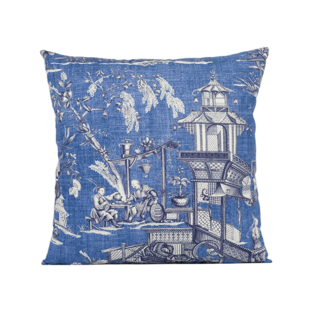 Thibaut - Cheng Toile - Navy - Sophisticated Modern Chinoiserie Cushion Cover - Designer Home Décor Handmade Throw Pillow.