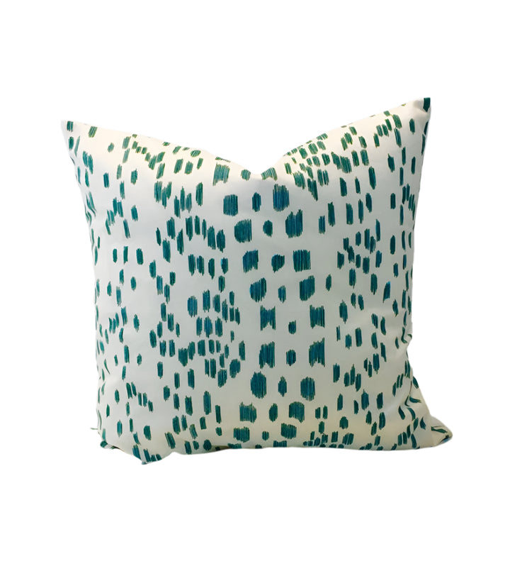 Brunschwig &amp; Fils – Les Touches – Aqua – Cushion Cover – Vibrant Spotted Cotton
