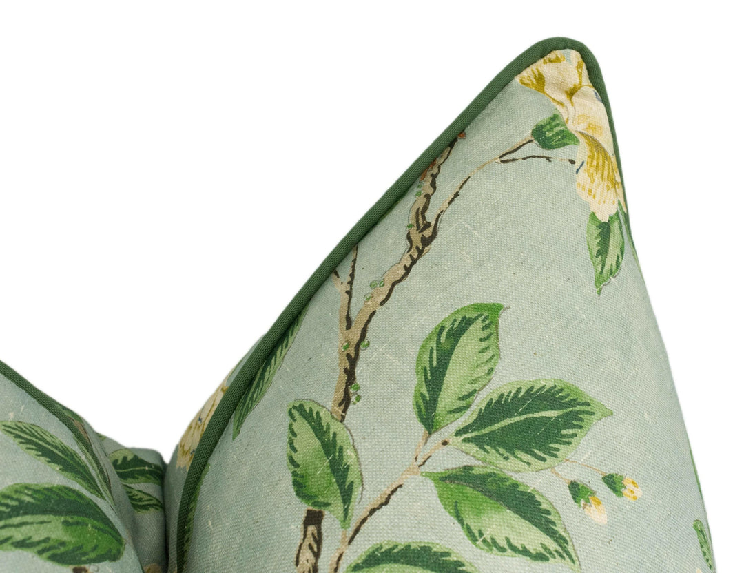 Sanderson - Andhara - Seaglass - Classic Flora and Fauna Chinoiserie Designer Cushion Cover - Luxury Throw Pillow - Handmade Home Décor.